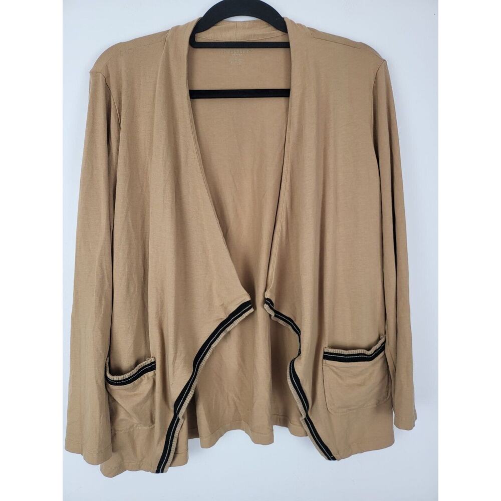 Appleseeds Cardigan‎ L Petite Womens Brown Long Sleeve Open Front Pockets